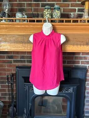 Forever 21 Contemporary Fuchsia Sleeveless Mock Neck Pleated Blouse XS